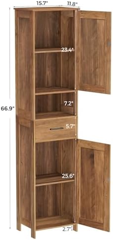 Homhedy 67" H Tall Bathroom Storage Cabinet with Barn Doors and Drawer - Image 3