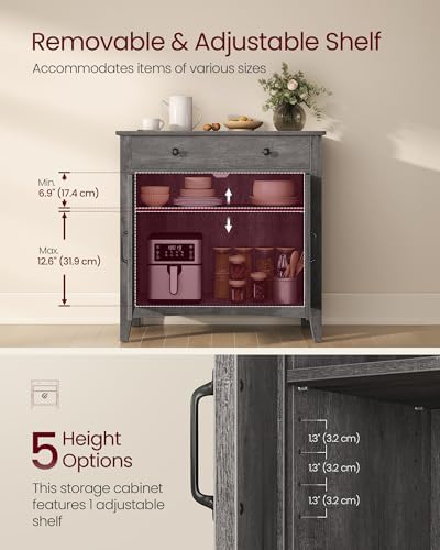 VASAGLE Buffet Cabinet, Coffee Bar with a Drawer, Adjustable Shelf - Image 4