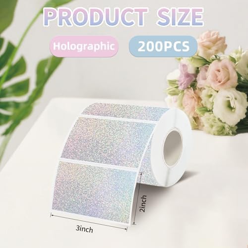 3" x 2" Holographic Thermal Label,Self-Adhesive Rectangle Thermal Sticker Labels for Logo Design,Price Tag,Thanks Card,Address,QR Code（Dots） - Image 2