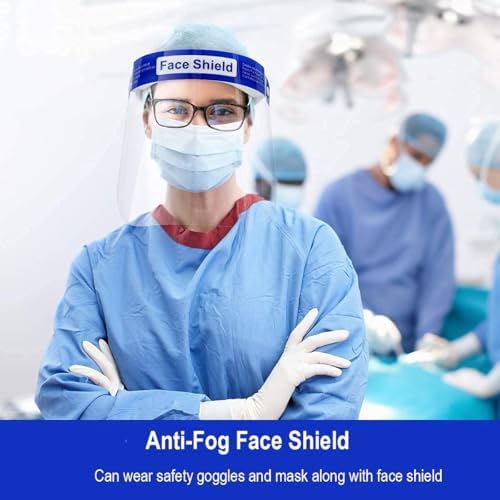 10 Pcs Face Shield Mask, Anti-Fog Clear Full Face Protection Shield, Reusable Plastic PPE Face Protection with Elastic Headband for Dental, Work & Daily Use - Image 6