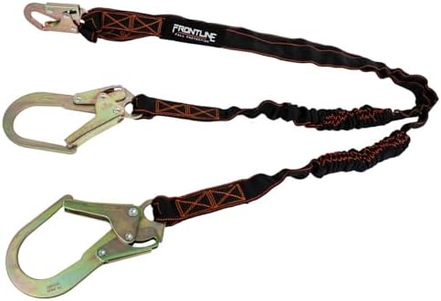Frontline LIS62R Double Shock Absorbing 6' Lanyard | Twin Leg Lanyard 1 Snap Hook and 2 Rebar Hook Ends | ANSI & OSHA Compliant Fall Protection | 6000 lbs. Min. Breaking Strength - Image 2
