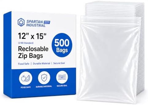 12” X 15” (500 Count) 2 Mil Clear Reclosable Zip Plastic Poly Bags by SpartanIndustrial