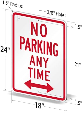 SmartSign 24 x 18 inch “No Parking Any Time” Metal Sign with Bidirectional Arrow, 80 mil Laminated Rustproof Aluminum, Red and White, Made in USA - Image 5