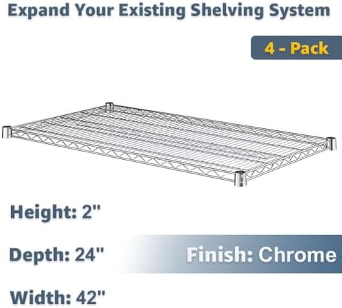 24" x 42" 4 Pack Value Pack NSF Wire Shelf Replacement for Business, Retail, and Storage Use - Image 2