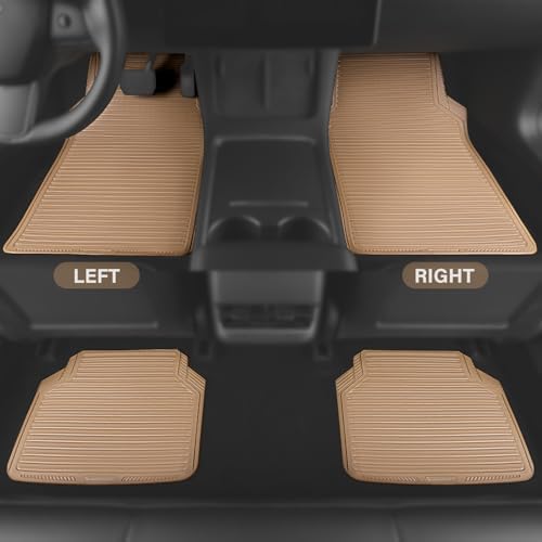 CAR PASS Tan Rubber Car Floor Mats & Cargo Liners, All Weather Car Mats & Trunk Mats,Waterproof Automotive Floor Mats Trim to Fit for Most Cars Sedans SUVs Vans, Durable Heavy Duty Anti-Slip,Beige - Image 2