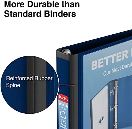 Staples Better View 1-Inch D-Ring Binder, Blue, Clear Overlay - Image 4