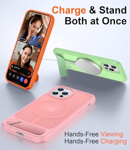 Temdan Magnetic Compatible with iPhone 12 Case & iPhone 12 Pro Case, [Built-in Invisible Kickstand][Compatible with MagSafe][Military Grade Shockproof] Slim Translucent Matte Phone Case 6.1" - Image 2