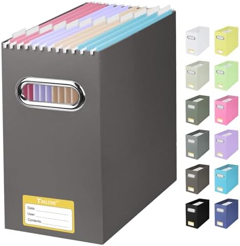 BALEINE 1PK File Organizer Box, Cardboard File Folder Organizer with Handle by BALEINE