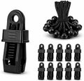 Tarp Clips with Ball Bungees, Heavy Duty Lock Grip Tarp Clamps, Anti-Slip Toothed Jaw, No-Tool Quick Setup, for Tarps, Canopies, Covers, Tents, Pack of 30 by Frunop
