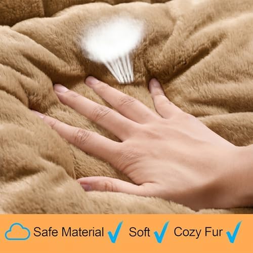 Dog Crate Pad Washable Dog Bed for Crate Large Cozy Mat 48-Inch Camel - Image 4