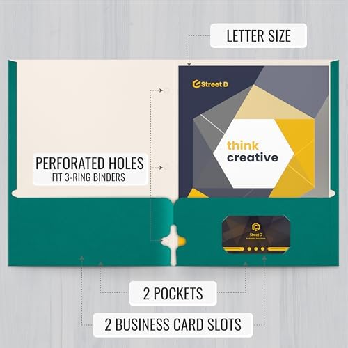 Better Office Products Two Pocket Portfolio Folders, 50-Pack, Teal, Letter Size Paper Folders, 50 Pieces, Teal - Image 2
