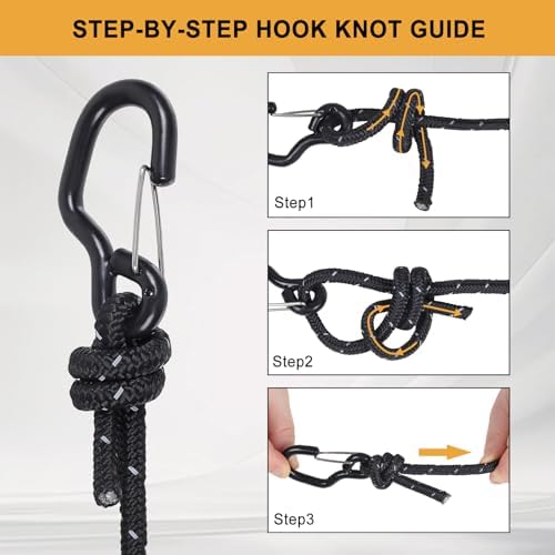 Ayaport Rope Tie Down Ratchet with Carabiner Clip 1/4" x 12', 4pcs - Image 5