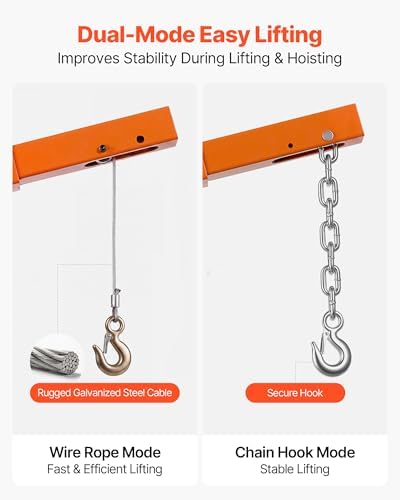 VEVOR Truck Crane, 500 lbs Pickup Hitch Crane Trailer Hitch Mounted with Manual Winch & Hydraulic Jack, 360° Rotating Telescopic Boom, Foldable Truck Bed Jib Hoist for Machine Lumber Equipment Lifting - Image 5