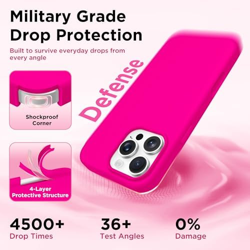 GolbinBox Magnetic for iPhone 16 Pro Max Case, Silicone Cover, Neon Pink - Image 6