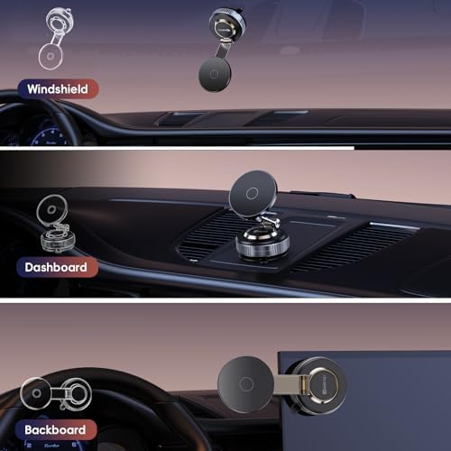 Magnetic Phone Holder for Car 2026 Heavy Duty Model 360° Adjustable Vacuum Suction Car Magsafe Phone Mount Cell Phone Holders for Your Car for iPhone 16 Pro Max 15 14 13 12 Plus (Metal Stand Rotor) - Image 3