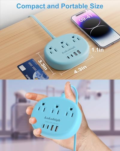 Blue Extension Cord with USB C - 5 FT Flat Extension Cord - Image 5