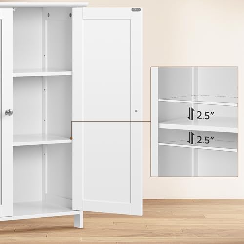 Yaheetech Small Bathroom Storage Cabinet for Towels with 2 Doors, White - Image 6