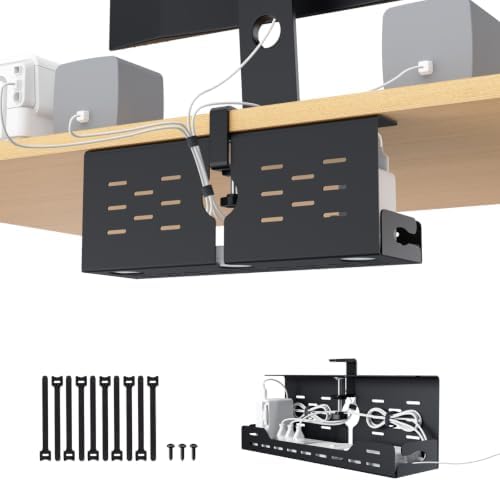 Univivi Under Desk Cable Management Tray, Cable Management, 16 inch, Black by Univivi