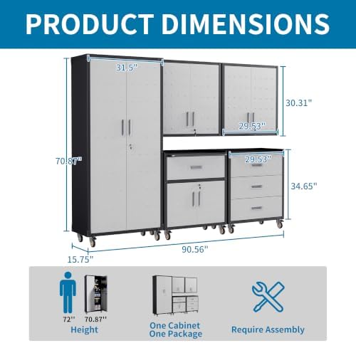 5-Piece Garage Storage Cabinets System Heavy Duty Workshop Set - Image 2