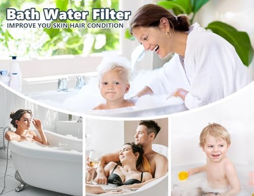 Bathtub Water Filter for Tub with Overflow,2,500 Gallons of Filtration,8 Stages Bath Filter,Remove contaminants,Chlorineand Fluoride,Hardwater Softener,BPA Free(Upgrade Version),Black - Image 2