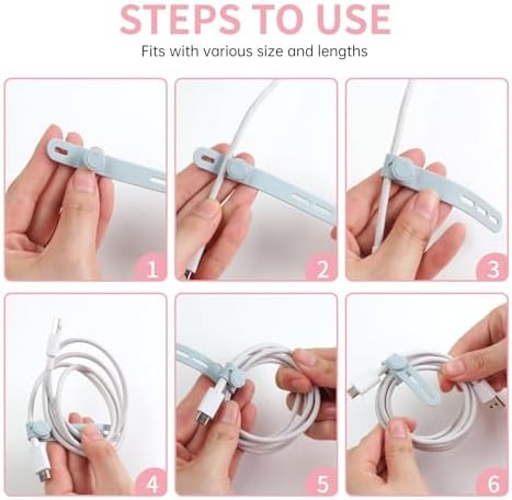 Oligei 25 Pcs Silicone Cable Ties, Cable Ties Reusable, High Elasticity Cord Wraps for Electrical Cords, Cord Organizer for Earphone, Phone Charger(Colorful) - Image 5