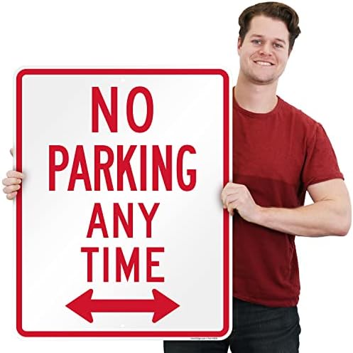 SmartSign 30 x 24 inch “No Parking Any Time” Metal Sign with Bidirectional Arrow, 80 mil Laminated Rustproof Aluminum, Red and White, Made in USA - Image 2