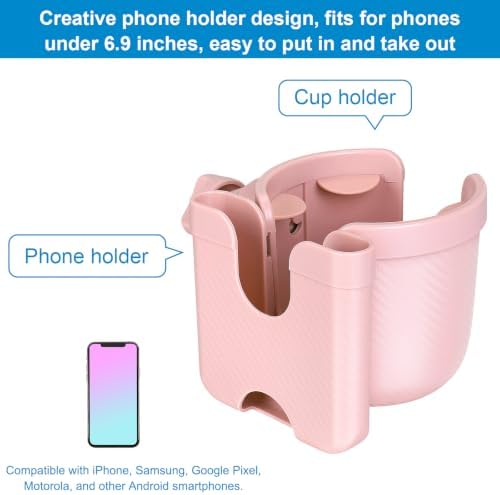 Accmor Stroller Cup Holder with Phone Holder, Bike Cup Holder, Walker Scooter Wheelchair Cup Holder Attachment, Universal Cup Holder for Uppababy Graco Strollers - Image 3