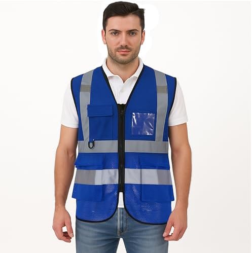 Reflective Safety Vest for Men Women 6 Pockets High Visibility Construction - Image 2