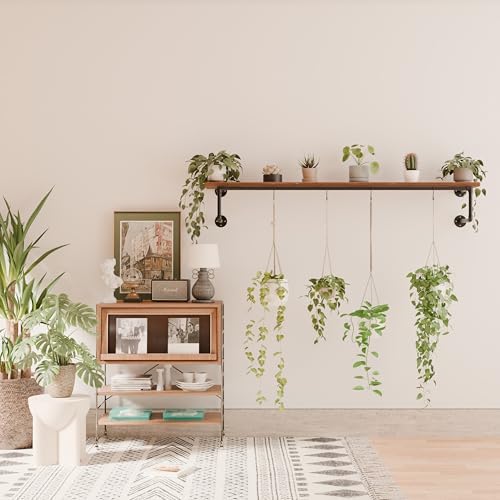 Clothes Rack 60in, Wall Mounted Garment Racks with Real Wood Shelf, Heavy Duty Hanging Clothes Rack, Multi-Purpose Hanging Rod, Space-Saving Closet Storage - Image 6