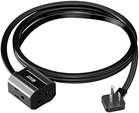 6Ft Extension Cord, SUPERDANNY Mini Flat Plug Power Strip, 13A Indoor by SUPERDANNY