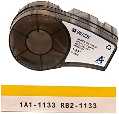Brady Authentic (M21-1250-427) Self-Laminating Wire Wrap for Control and Electrical Panels, Datacom Cable, Black on White- For M210, M210-LAB, M211, BMP21-PLUS and BMP21-LAB Printers, 1.25" W 14' L by BradyCorp