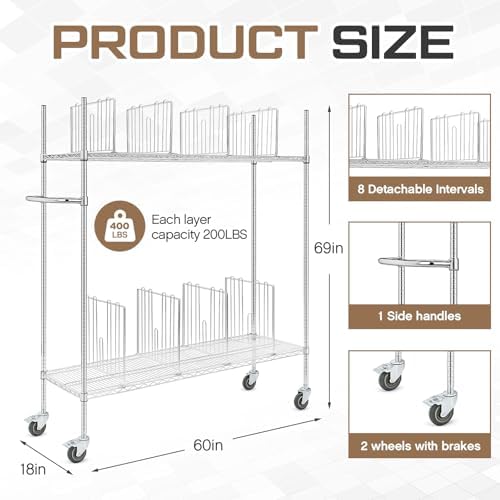 BBTO Carton Cart, Portable Steel Cardboard Organizer Carton Storage Rack with Wheels and Dividers for Art Storage Rack Home Supermarket Warehouse Commercial - Image 2