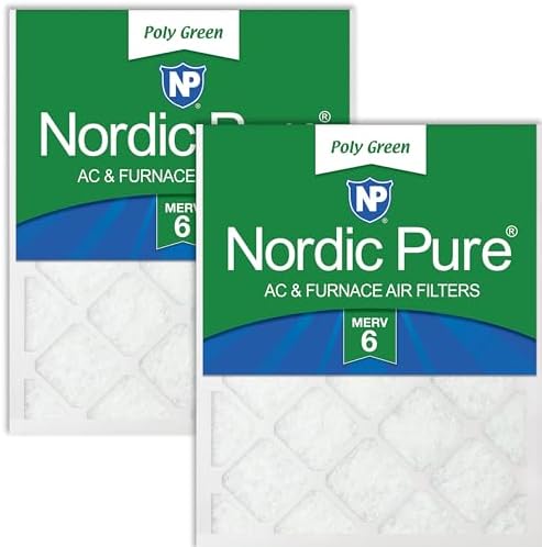 Nordic Pure 18x20x1 Poly Green MERV 6 Pleated AC Furnace Air Filters 2 Pack by NordicPure