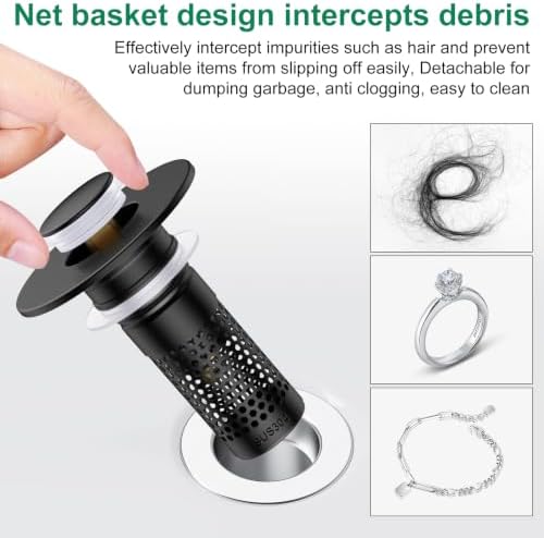 Bathroom Sink Drain Strainer,Universal Pop-Up Sink Stopper Hair Catcher - Image 6