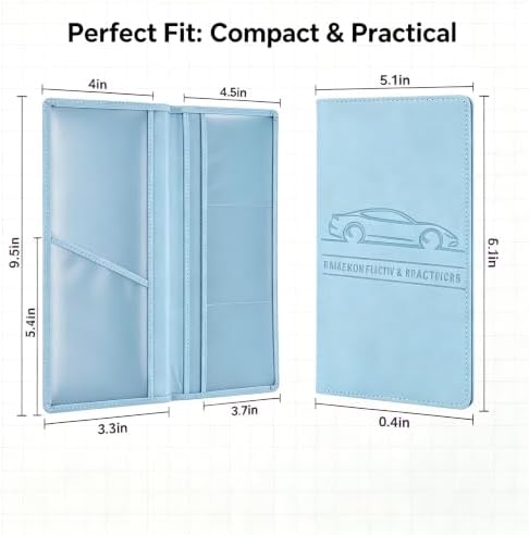 Car Registration and Insurance Holder, Vehicle Document Organizer with Secure Magnetic Closure, Automotive Glove Box Organizer for License, Cards & Essential Paperwork (Light Blue, 1PCS) - Image 2