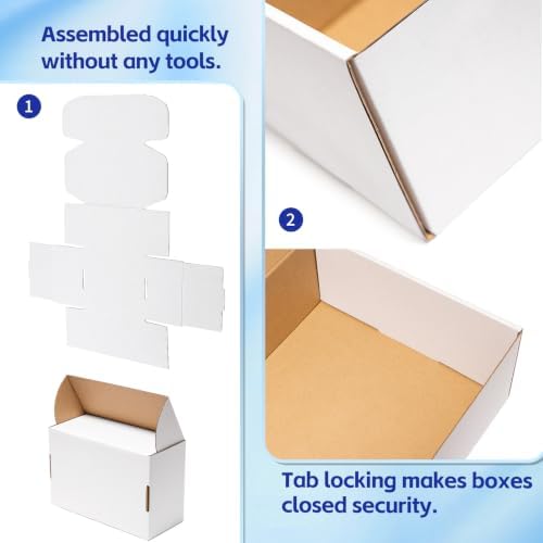 Wowxyz 14x8x5" Shipping Boxes 20 Pack White Corrugated Cardboard Box - Image 5