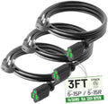 POWGRN 3FT 3 Pack 14/3 Black Flat Plug Extension Cord, Low Profile Indoor by POWGRN