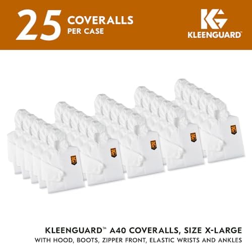 KleenGuard 44334 A40 Elastic-Cuff, Ankle, Hood and Boot Coveralls, X-Large, White (Case of 25) - Image 2