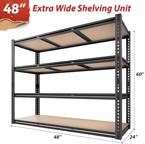 ROOMFAVE 48" W Garage Shelving 2300LBS, 4-Tier Storage Shelves - Image 3