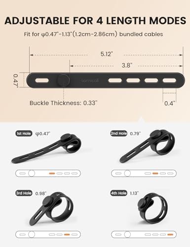 Lamicall 20 Pack Silicone Cable Ties, Reusable Wire Organizer Straps - Image 5