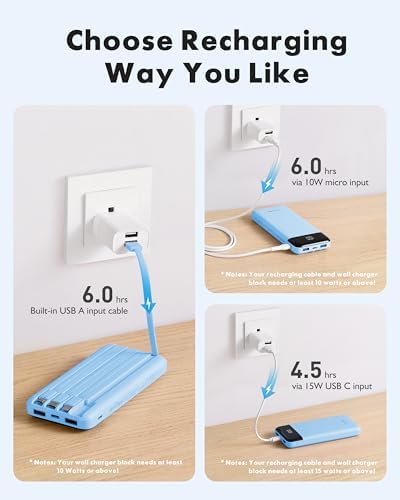 charmast Power Bank Portable Charger with Reinforced Built-in 4 Cables - Image 4