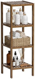 SMIBUY Bathroom Storage Shelf, 4-Tier Bamboo Rack Organizer, Multifunctional Shelving Unit for Living Room Bedroom Kitchen (Walnut) by SMIBUY