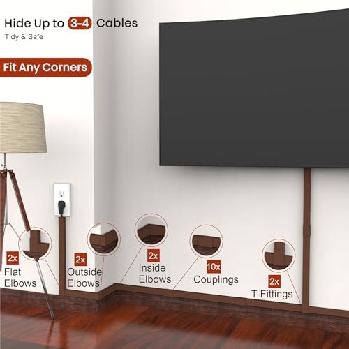 Brown Channel Kit Hide Wires - 157in Cord Concealer, Hide Along Walls, Extension Cord Safety Cover, TV Wall Wire Hiders - Image 2