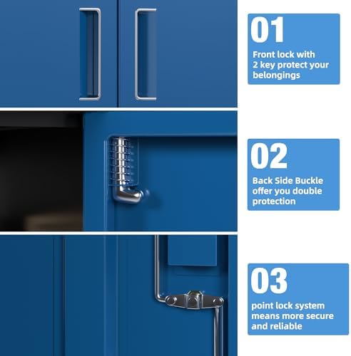 SUXXAN 71-Inch Metal Garage Storage Cabinet with Locking Doors,Black-Blue - Image 2