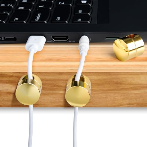 SmallCat 5 Sets Charger Holders for Cords, Gold Adjustable Cable Anchor Holders, Adhesive Metal Cord Clips, Cable Management Wire Organizers for Desk, Office, Nightstand - Image 6