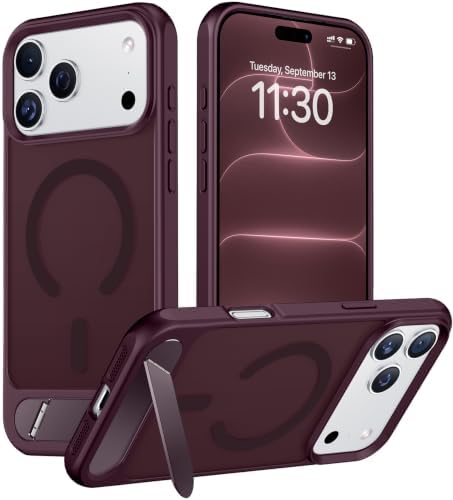 Temdan Magnetic for iPhone 18 Pro Case/iPhone 17 Pro Case Stand Dark Cherry by Temdan