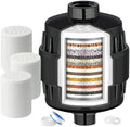 20 Stage Shower Head Filter for Hard Water with 3 Cartridges, Black by Dwavele