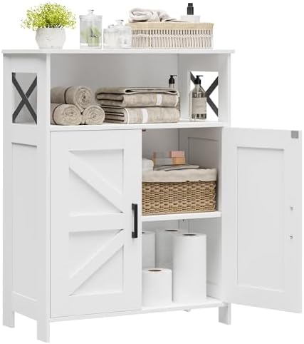 Homhedy Farmhouse Bathroom Storage Cabinet with Doors, Small Floor Cabinet by Homhedy