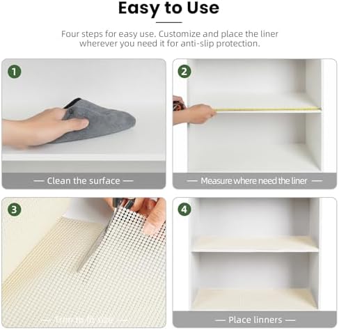 BAGAIL Non-Adhesive Shelf Liner, Thick Strong Grip Drawer Liners for Kitchen Cabinets, Heavy-Duty Easy Cut Cabinet Liners for Shelves, Pantry, Bathroom Cupboards - 17.5" x 10FT, Cream - Image 6