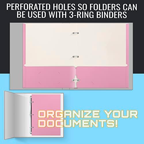 Better Office Products Two Pocket Portfolio Folders, 50-Pack, Pink, Letter Size Paper Folders, 50 Pieces, Pink - Image 5